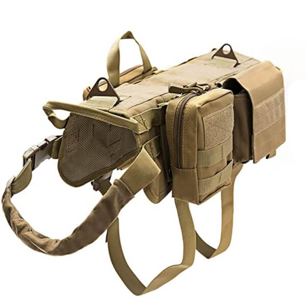 3 Colors Tactical Dog Harness Adjustable Military K9 Harness Vest with 3 Detachable Pouches - Image 2
