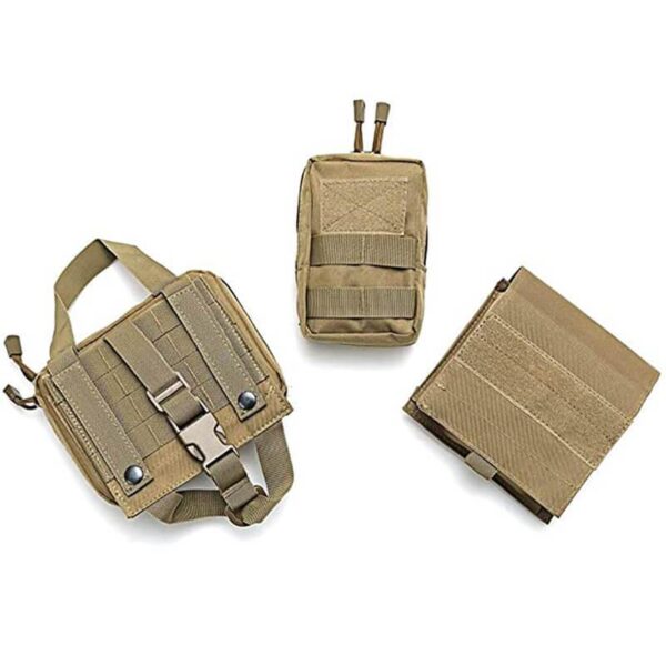 3 Colors Tactical Dog Harness Adjustable Military K9 Harness Vest with 3 Detachable Pouches - Image 4