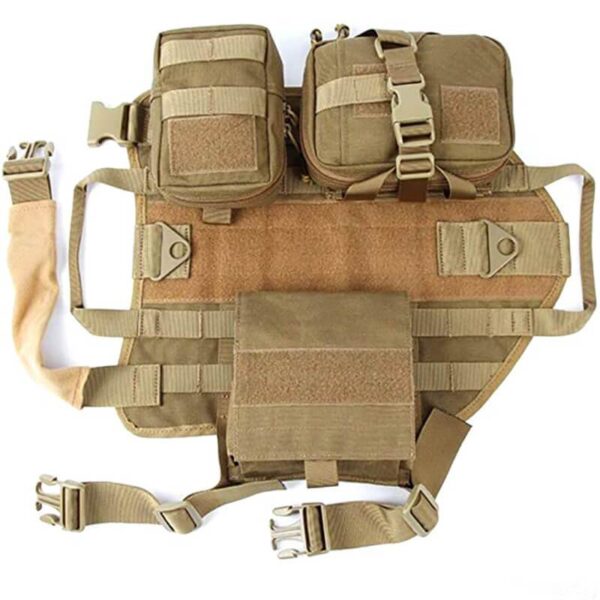 3 Colors Tactical Dog Harness Adjustable Military K9 Harness Vest with 3 Detachable Pouches - Image 3