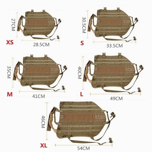 3 Colors Tactical Dog Harness Adjustable Military K9 Harness Vest with 3 Detachable Pouches - Image 8