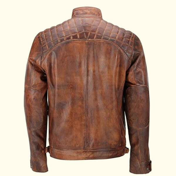Men Rugged Racer Leather Jacket - Image 2