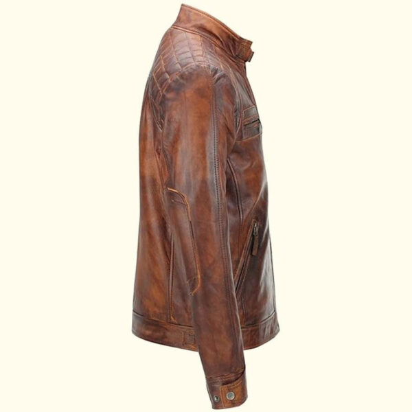Men Rugged Racer Leather Jacket - Image 3
