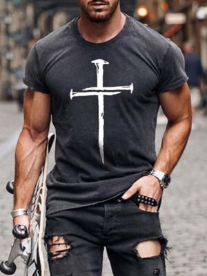 Short Sleeve Crew Neck Casual Printed Shirts & Tops