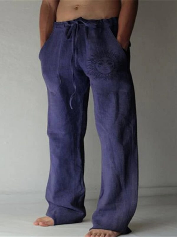 Men's linen pants casual trousers Loose lightweight drawstring yoga beach bottoms - Image 6