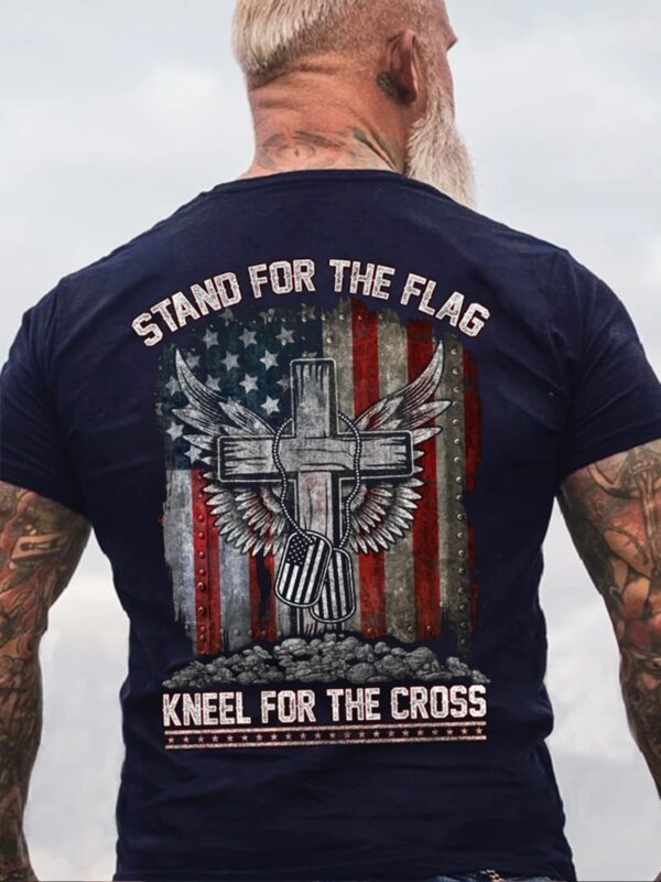 Stand For The Flag Kneel For The Cross T-Shirt - Image 3