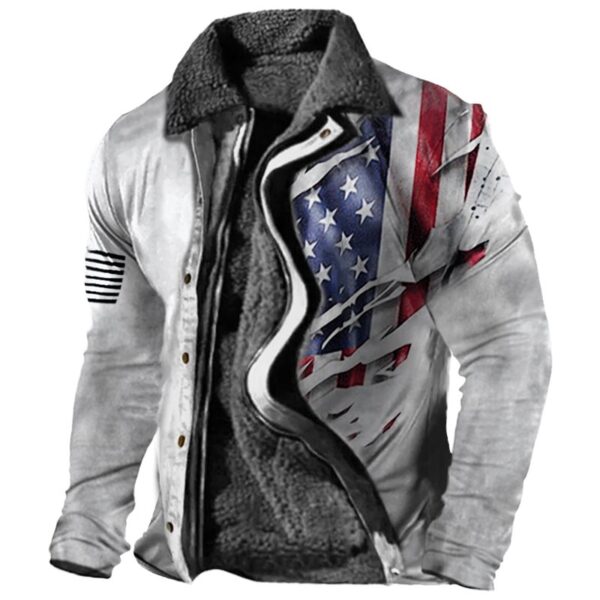 Men's American Flag Print Lace-Up Hoodie Sweatshirt - Image 9