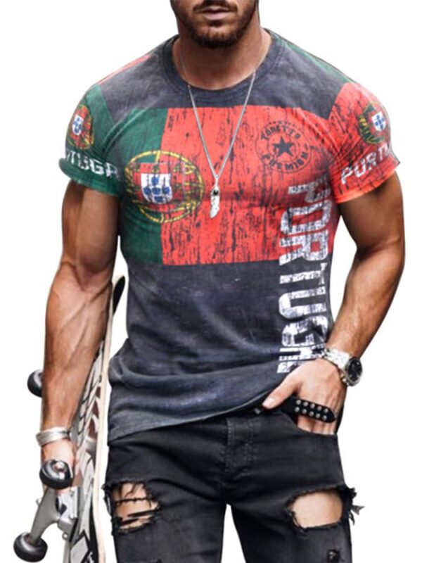 Casual Printed Crew Neck Short Sleeve Tops - Image 5
