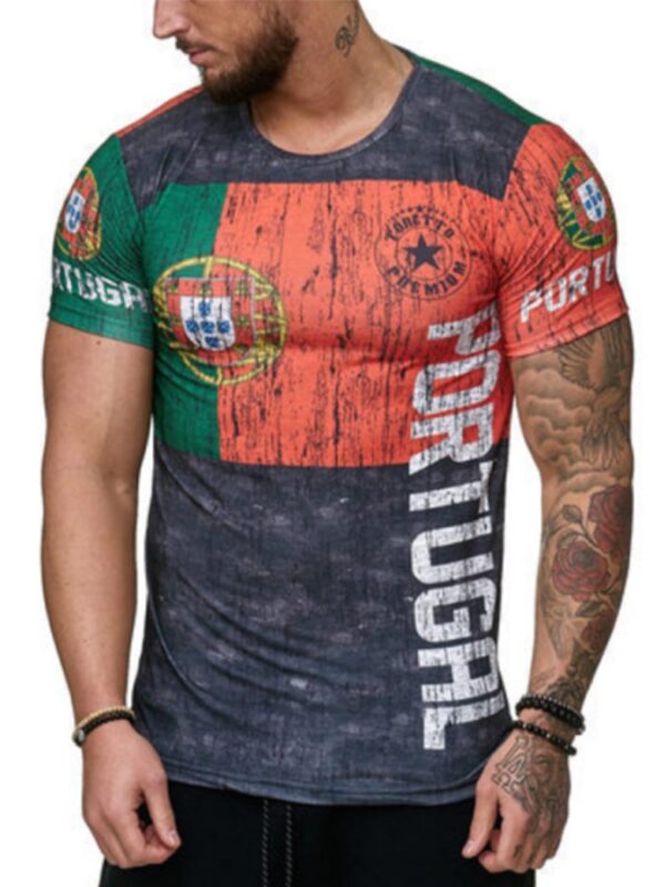 Casual Printed Crew Neck Short Sleeve Tops - Image 6