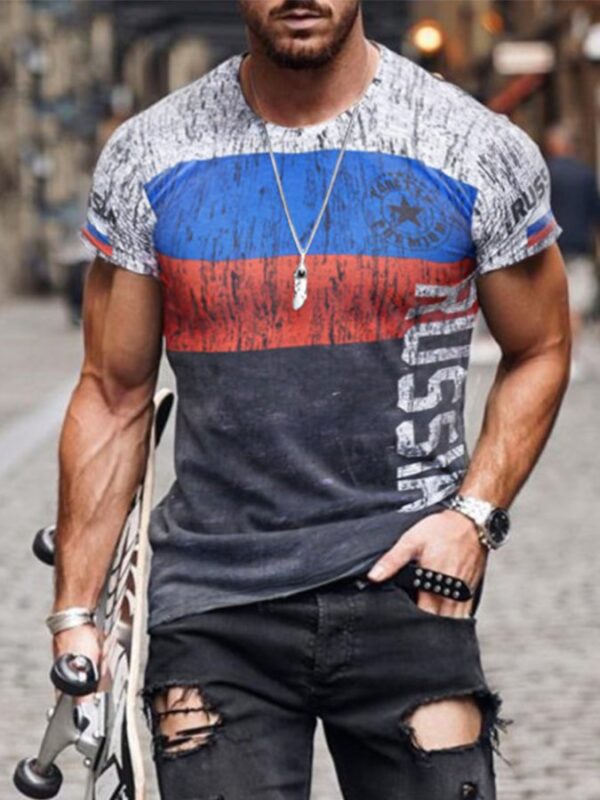 Casual Printed Crew Neck Short Sleeve Tops - Image 3