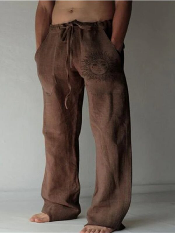 Men's linen pants casual trousers Loose lightweight drawstring yoga beach bottoms - Image 5