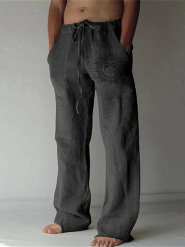 Men's linen pants casual trousers Loose lightweight drawstring yoga beach bottoms - Image 7