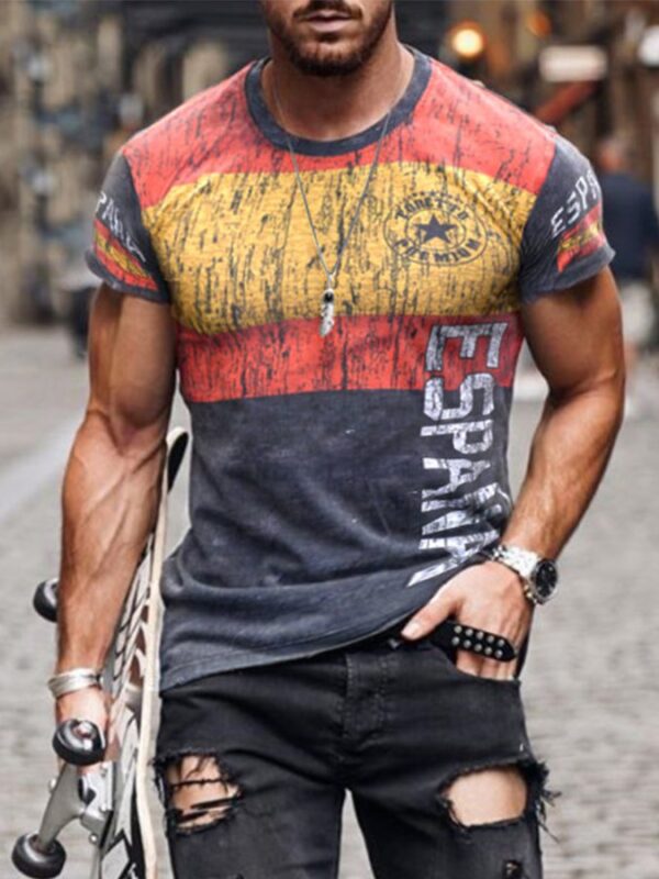 Casual Printed Crew Neck Short Sleeve Tops - Image 2