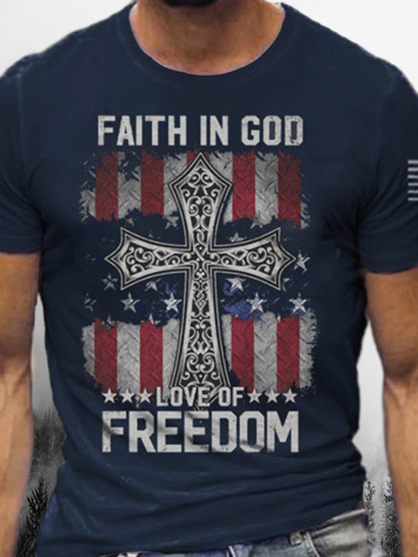 Men's Religious Graphic Print Crew Neck Short Sleeve Tee