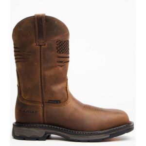 Men's Handmade chukka Leather Boots with America flag  Liberty Western Work Composite Toe footwear