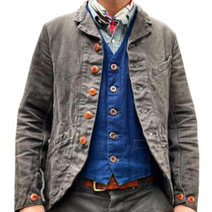 Men's Vintage Lapel Multi Pocket Solid Color Jacket