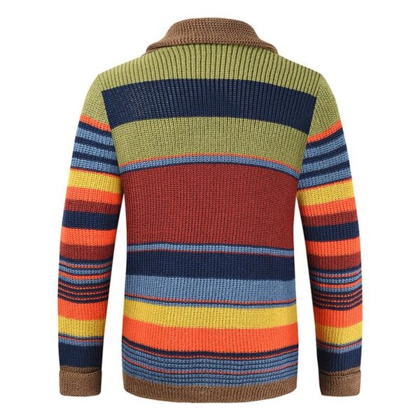 Men's Colorblock Lapel Sweater Jacket - Image 2