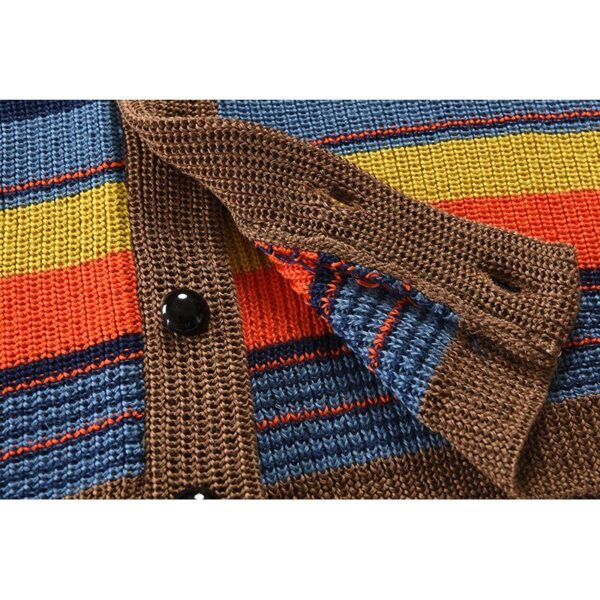 Men's Colorblock Lapel Sweater Jacket - Image 4
