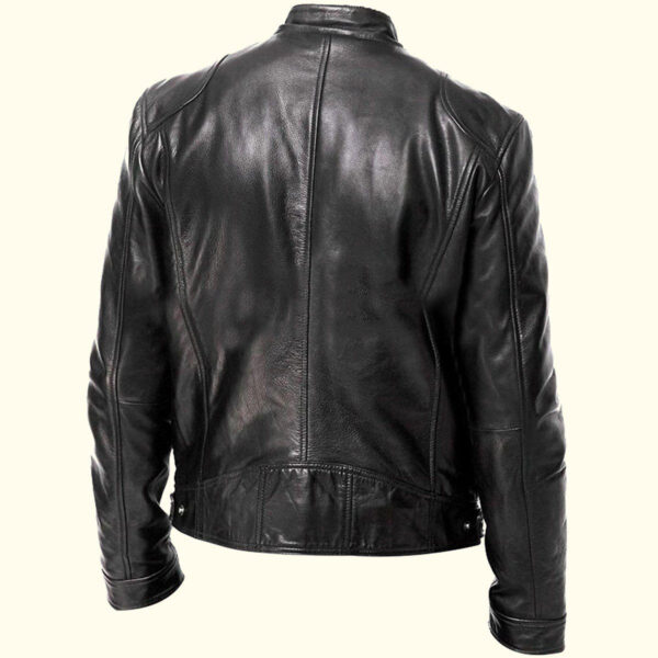Black Moto Leather Jacket - Image 2