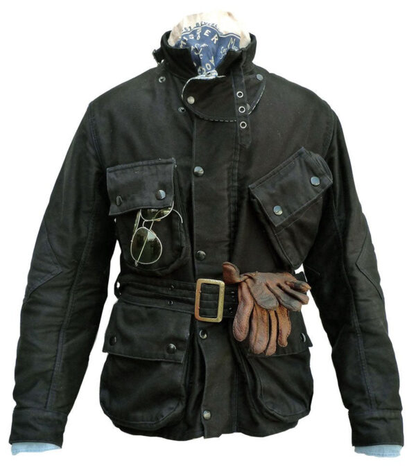 Men's Vintage Oil-Waxed Jacket Outdoor Mutil-Pocket Windproof Waterproof Coat