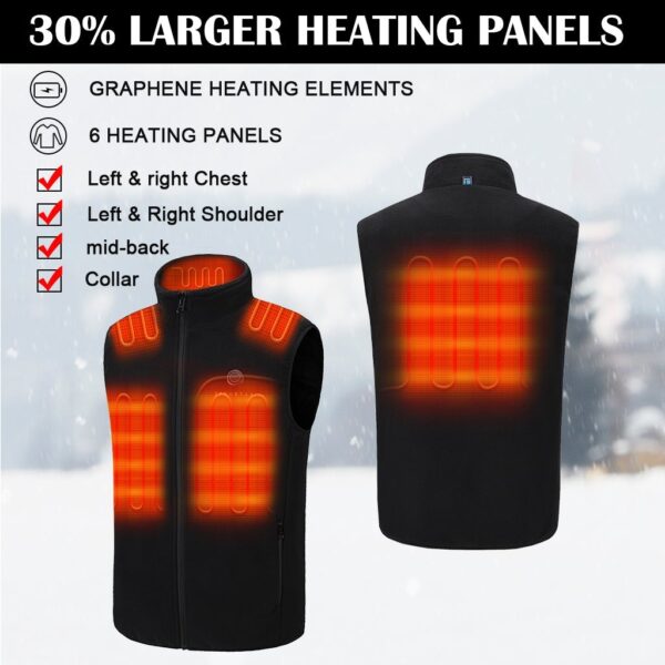 Men's Fleece Heated Vest 7.4V Lightweight Insulated Electric Vest (Battery Pack Excluded) - Image 3