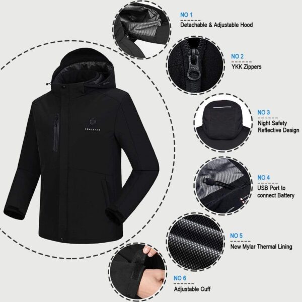 Men's Heated Jacket 5V with Detachable Hood - Image 5
