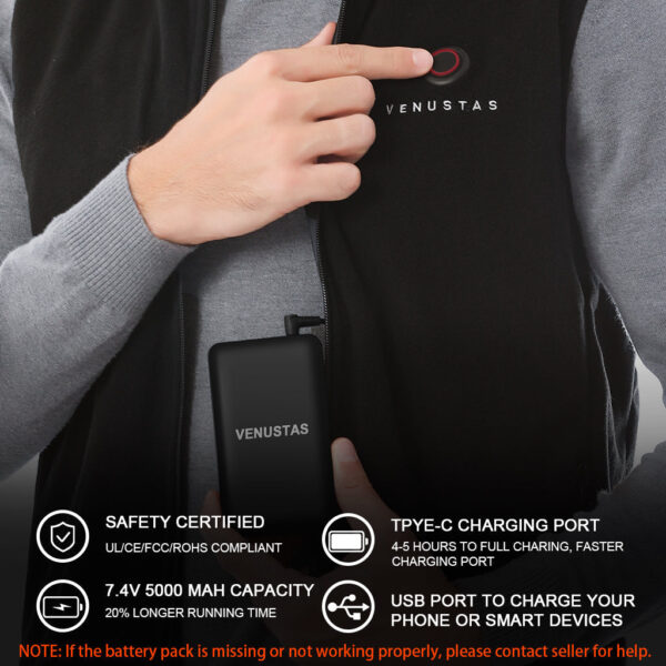 Venustas Heated Fleece Vest 7.4V For Men - Image 7