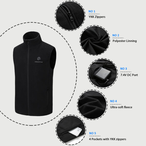 Venustas Heated Fleece Vest 7.4V For Men - Image 6