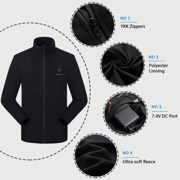 Zipper up Heated Fleece Jacket for Men 7.4V - Image 5